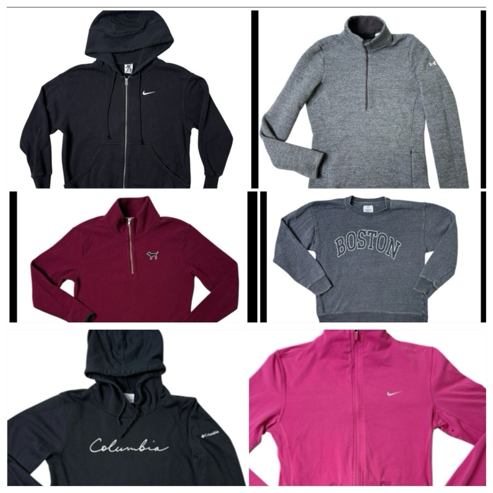 Lot Of 6 Women's Sweatshirt Small Nike Columbia PINK UA  Vineyard Crew‎ Pullover